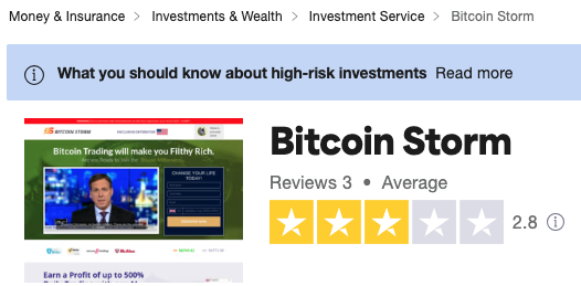 recensioni Bitcoin Storm Trustpilot